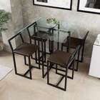 Conjunto Mesa Vidro 4 Cadeiras Pequena Estofado Industrial Bl