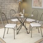 Conjunto Mesa Volga Tampo De Vidro E 4 Cadeiras Holanda Nicke