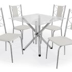 Conjunto Mesa Volga Tampo De Vidro E 4 Cadeiras Lisboa Cromad