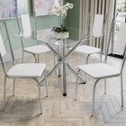Conjunto Mesa Volga Tampo De Vidro E 4 Cadeiras Lisboa Cromad