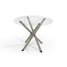 Conjunto Mesa Volga Tampo De Vidro Incolor Com 4 Cadeiras Níq