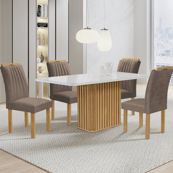 Conjunto Mesa Zara 120cm Com 4 Cadeiras Arizona Tampo Smart P