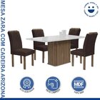 Conjunto Mesa Zara 120cm Com 4 Cadeiras Canela Tampo Smart Pl