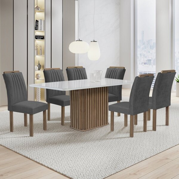 Conjunto Mesa Zara 170cm Com 6 Cadeiras Arizona Tampo Smart P