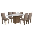 Conjunto Mesa Zara 170cm Com 6 Cadeiras Canela Tampo Smart Pl
