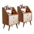 Conjunto Mesas De Cabeceira 2 Gavetas Retrô Gouda Freijó Off