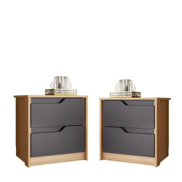 Conjunto Mesas De Cabeceira Belvedere Nature Titanium