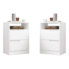 Conjunto Mesas De Cabeceira Flex Ampére Branco Nature