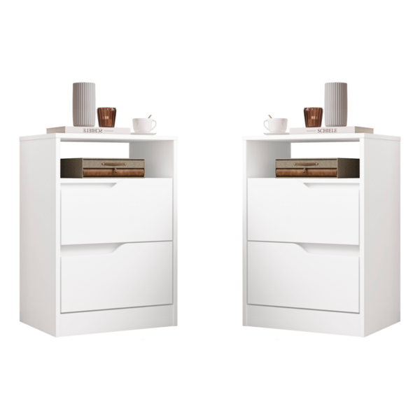 Conjunto Mesas De Cabeceira Flex Ampére Branco Nature