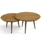 Conjunto Mesas De Centro Redondas Pés Madeira Luna Cumarú