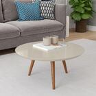 Conjunto Mesas De Centro Redondas Pés Madeira Luna Off White