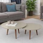 Conjunto Mesas De Centro Redondas Pés Madeira Luna Off White