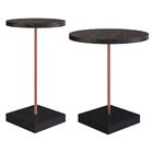 Conjunto Mesas Laterais De Apoio Alta Marquina Base Cobre