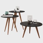 Conjunto Mesas Laterais E Mesa De Centro Pés Palito Aline H03