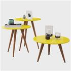 Conjunto Mesas Laterais E Mesa De Centro Pés Palito Aline H03
