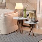 Conjunto Mesas Laterais Redondo Barrie Branco Com Pés De Euca