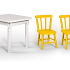 Conjunto Mesinha Infantil Branca Com 2 Cadeiras Kids Amarela