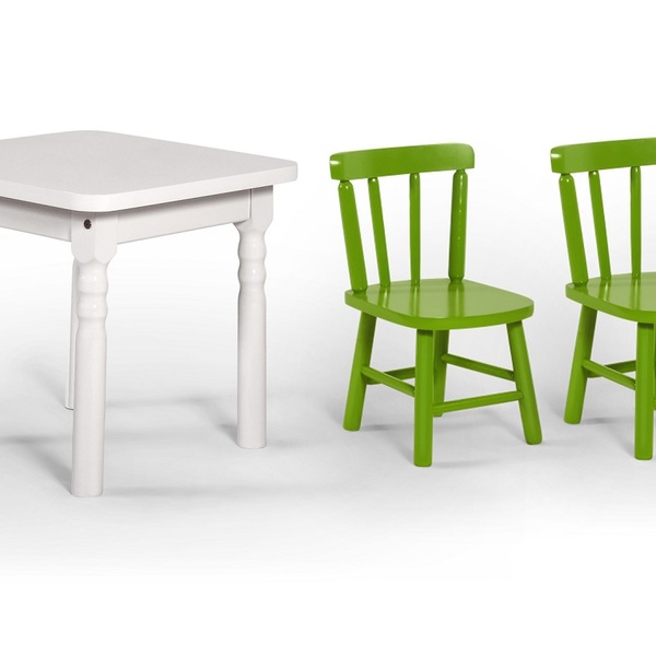 Conjunto Mesinha Infantil Branca Com 2 Cadeiras Kids Verde -