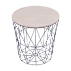 Conjunto Mesinha Pegasus Preta Metal Tampo De Madeira