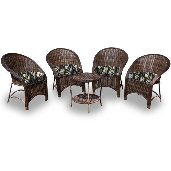 Conjunto Miami - 4 Poltronas + Mesa Redonda - Calis Branco