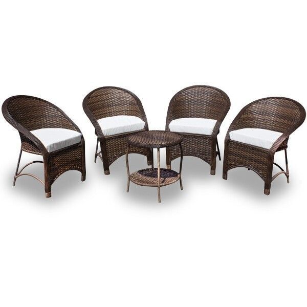 Conjunto Miami - 4 Poltronas + Mesa Redonda - Duna Cru