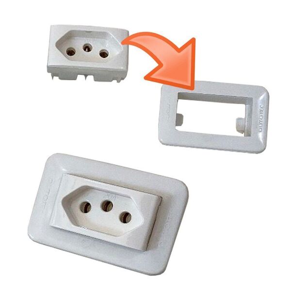 Conjunto Mini Espelho Série 10 + Tomada 20a Branco Qtmov