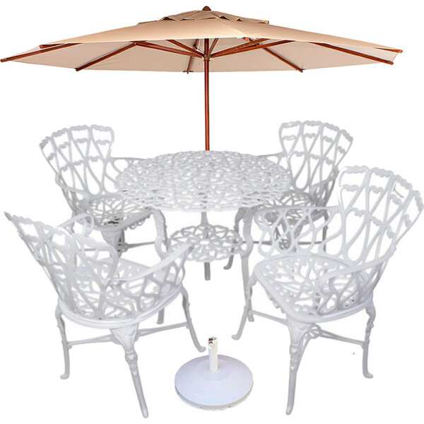 Conjunto Modelo Viena Com Mesa, 4 Cadeiras E Guarda Sol 3,00m