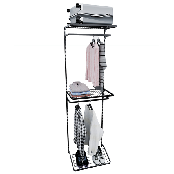 Conjunto Modular Com Cabideiros E Sapateira Preto - Dicarlo