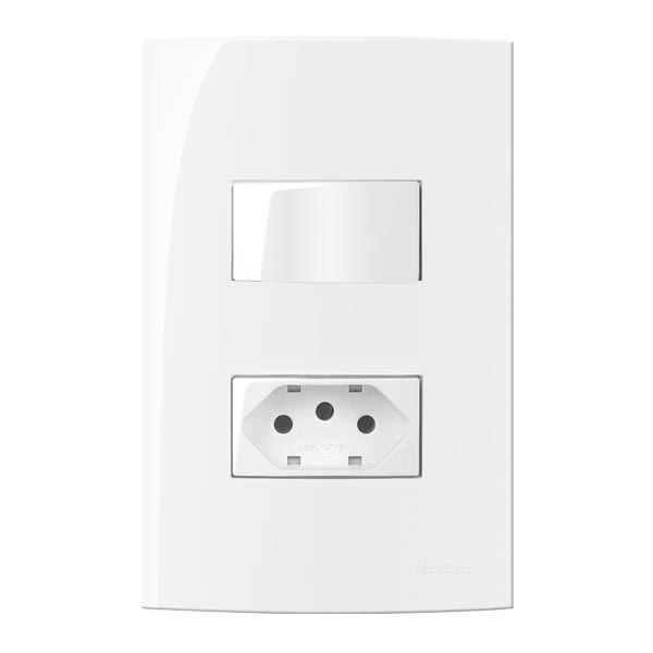 Conjunto Montado Sleek 4x2 1 Interruptor Simples + 1 Tomada 1