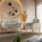 Conjunto Namoradeira + Poltrona Opala Veludo Bege Marfim - Sp