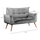 Conjunto Namoradeira + Poltrona Opala Veludo Cinza Chumbo - S