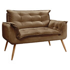 Conjunto Namoradeira + Poltrona Opala Veludo Marrom Castor St