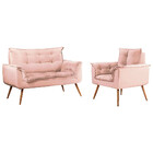 Conjunto Namoradeira + Poltrona Opala Veludo Rose - Speciale