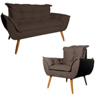 Conjunto Namoradeira Decorativa E Poltronas Opala Pés Palito