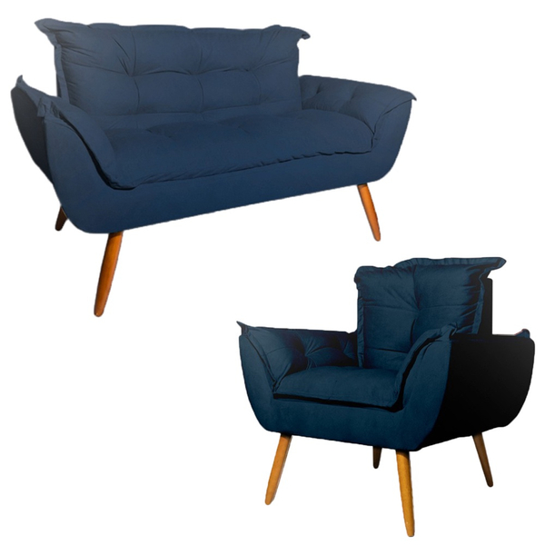 Conjunto Namoradeira Decorativa E Poltronas Opala Pés Palito