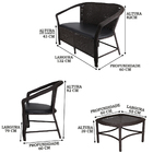 Conjunto Namoradeira E 2 Poltronas Com Assento Estofado E Mes