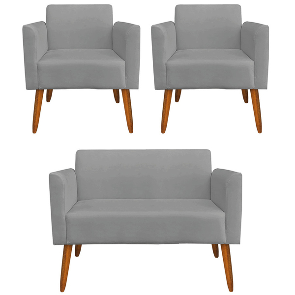 Conjunto Namoradeira E 2 Poltronas Decorativas Isabella Pés P