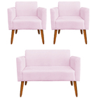 Conjunto Namoradeira E 2 Poltronas Decorativas Isabella Pés P