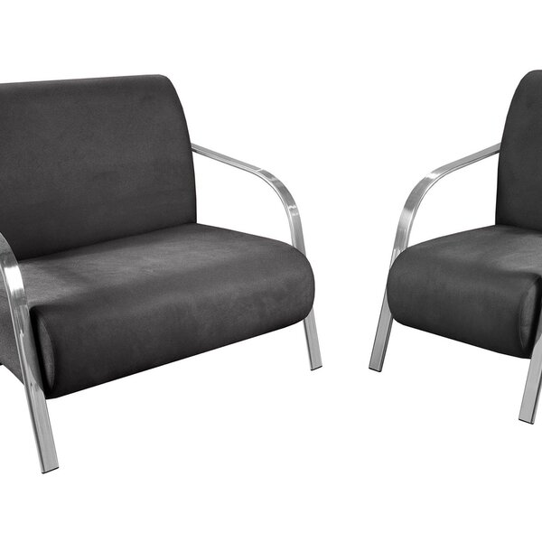 Conjunto Namoradeira E Poltrona Sevilha Braço Em Metal Decora