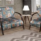 Conjunto Namoradeira E Poltrona Sevilha Braço Madeira Decorat