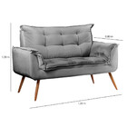 Conjunto Namoradeira E Puff Opala Veludo Cinza Star Confort