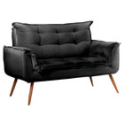 Conjunto Namoradeira E Puff Opala Veludo Preto Star Confort