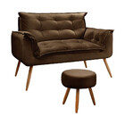 Conjunto Namoradeira E Puff Opala Veludo Star Confort