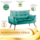 Conjunto Namoradeira Puff Opala Veludo Turquesa Ciano Star Co