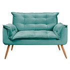 Conjunto Namoradeira Puff Opala Veludo Turquesa Ciano Star Co