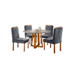 Conjunto Natalle Mesa Redonda 1,2m E 4 Cadeiras Madeira Maciç