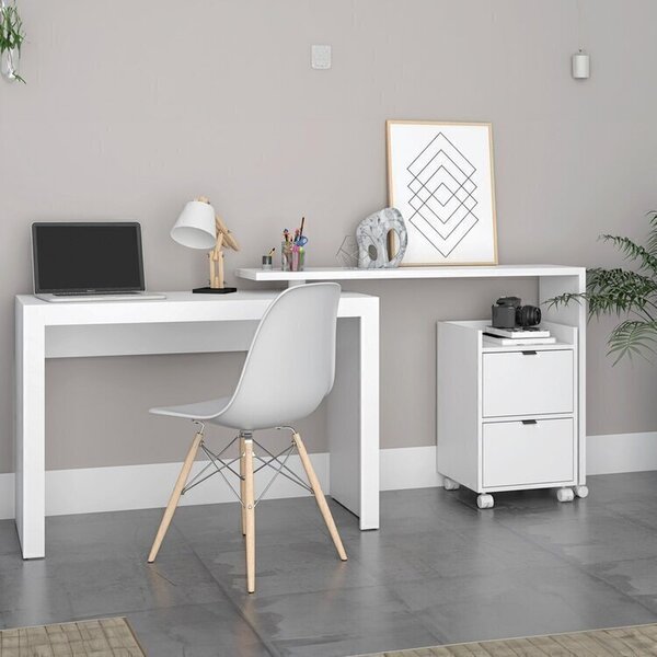 Conjunto Office Escrivaninha Com Tampo Giratório E Gaveteiro