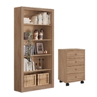 Conjunto Office Estante E Gaveteiro Moretti Nogal