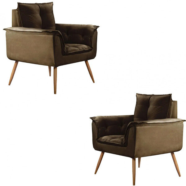 Conjunto Opala De 2 Poltronas Veludo Star Confort