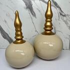 Conjunto Ornamento Decorativo Redondo Cerâmico Na Cor Cobre